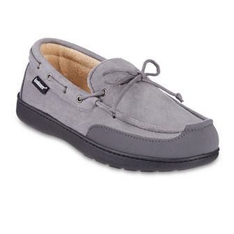 isotoner Carter Boater Men's Water Repellent Microsuede Memory Foam Moccasin Slippers