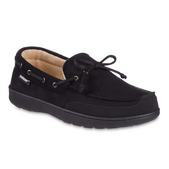 isotoner Carter Boater Men's Water Repellent Microsuede Memory Foam Moccasin Slippers