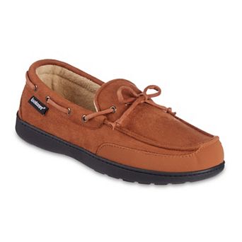 isotoner Carter Boater Men's Water Repellent Microsuede Memory Foam Moccasin Slippers