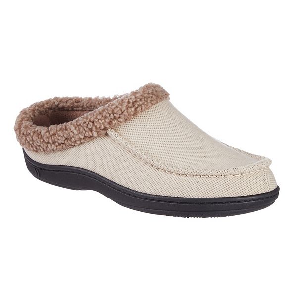 Men's isotoner Lewis Recycled Fleece Lining Memory Foam Clog Slippers - Stone (MEDIUM)