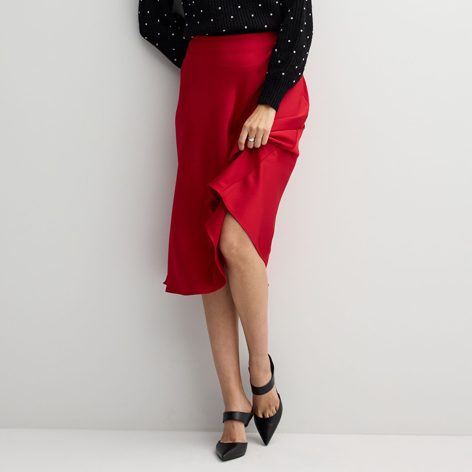 【試着のみ】High Waist Satin Volume Skirt セール】High Waist Satin Volume Skirt（スカート）｜Her lip to