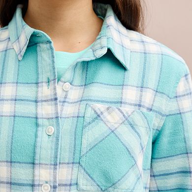 Girls 6-20 SO® Cropped Flannel Shirt in Regular & Plus Size