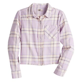 Girls 6-20 SO® Cropped Flannel Shirt in Regular & Plus Size