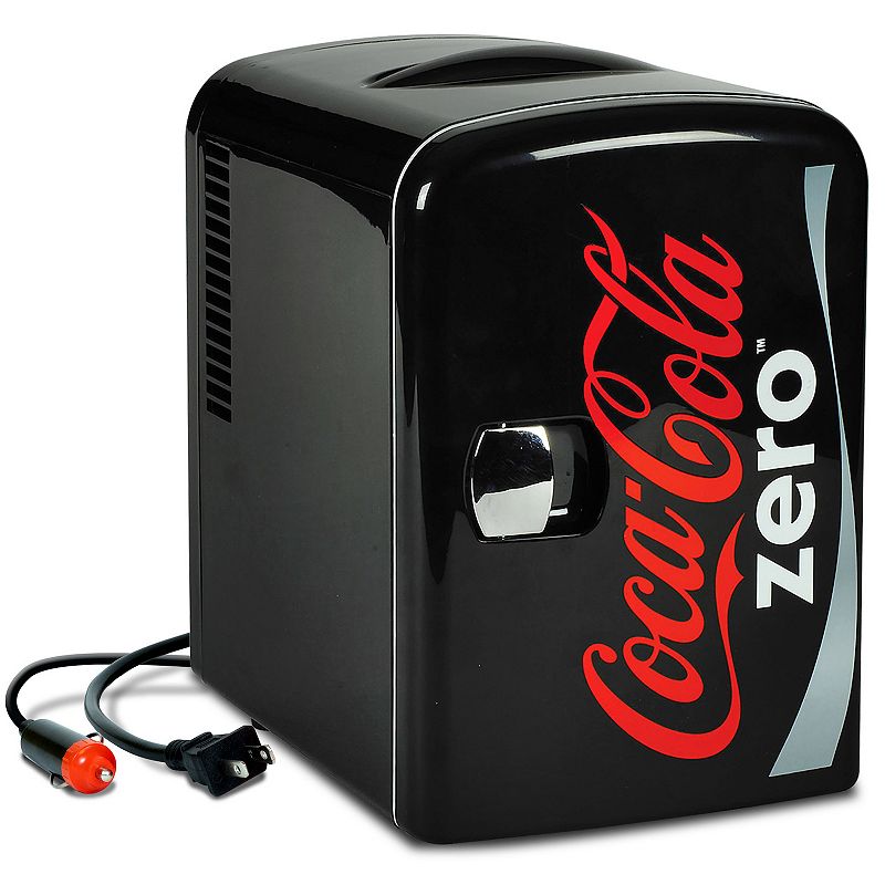 Coke Zero 6 Can Mini Fridge 4L Mini Electric Cooler Portable 12V Car Cooler Black