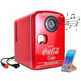 Coca-Cola 6-Can Mini Fridge Cooler/Warmer with Bluetooth Speaker