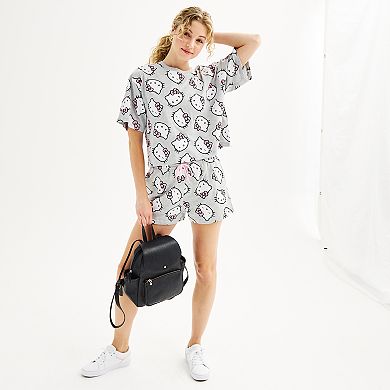 Juniors' Hello Kitty Cropped Graphic Tee
