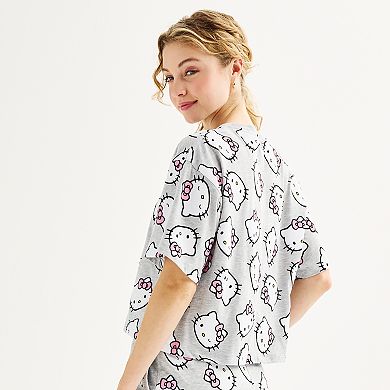Juniors' Hello Kitty Cropped Graphic Tee