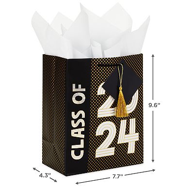 Hallmark Black and Gold Medium Class of 2024 Graduation Gift Bag With Tissue Paper