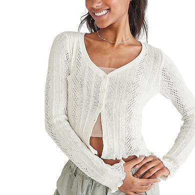 Juniors' Aeropostale Cropped Button-Up Cardigan