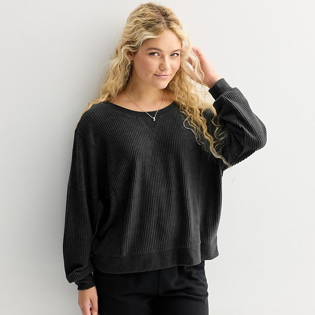 Juniors' Aeropostale Oversized 2-Way Waffle Tee