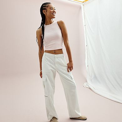 Juniors’ Aeropostale Racer Cropped Graphic Tank Top