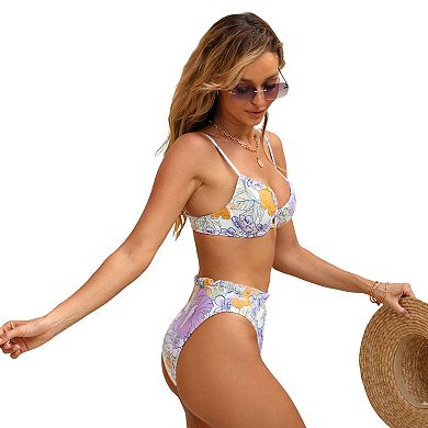 Women's CUPSHE 2-Piece Swim Top & High Waist Bikini Bottoms Swimsuit Set