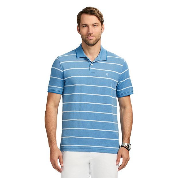 Izod M Green/Blue Striped high quality Polo Shirt