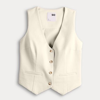 Juniors' SO® Button Front Vest