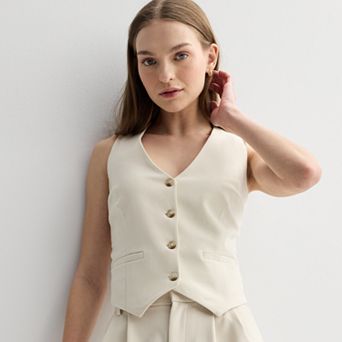 Juniors' SO® Button Front Vest