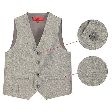 Gioberti Boy's Tweed Plaid Formal Suit Vest