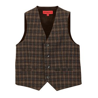 Gioberti Boy's Tweed Plaid Formal Suit Vest
