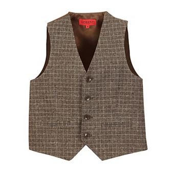 Gioberti Boy's Tweed Plaid Formal Suit Vest