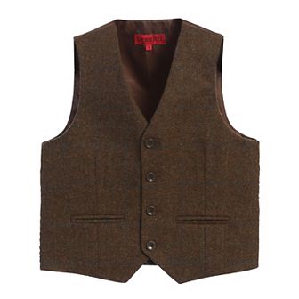 Gioberti Boy's Tweed Plaid Formal Suit Vest