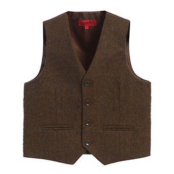 Gioberti Boy's Tweed Plaid Formal Suit Vest