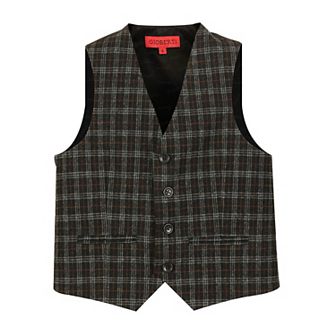 Gioberti Boy's Tweed Plaid Formal Suit Vest