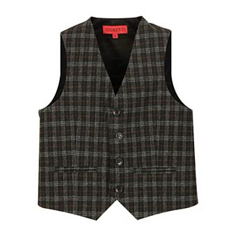 Gioberti Boy's Tweed Plaid Formal Suit Vest