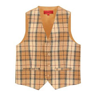 Gioberti Boy's Tweed Plaid Formal Suit Vest