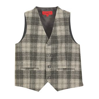 Gioberti Boy's Tweed Plaid Formal Suit Vest