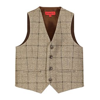 Gioberti Boy's Tweed Plaid Formal Suit Vest