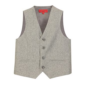 Gioberti Boy's Tweed Plaid Formal Suit Vest