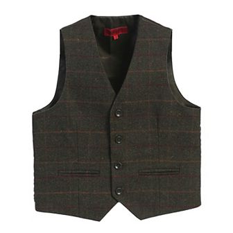 Gioberti Boy's Tweed Plaid Formal Suit Vest