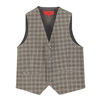 Gioberti Boy's Tweed Plaid Formal Suit Vest
