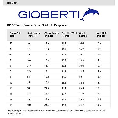 Gioberti Boy's Wing Tip Collar White Tuxedo Dress Shirt With Bow Tie And Metal Studs