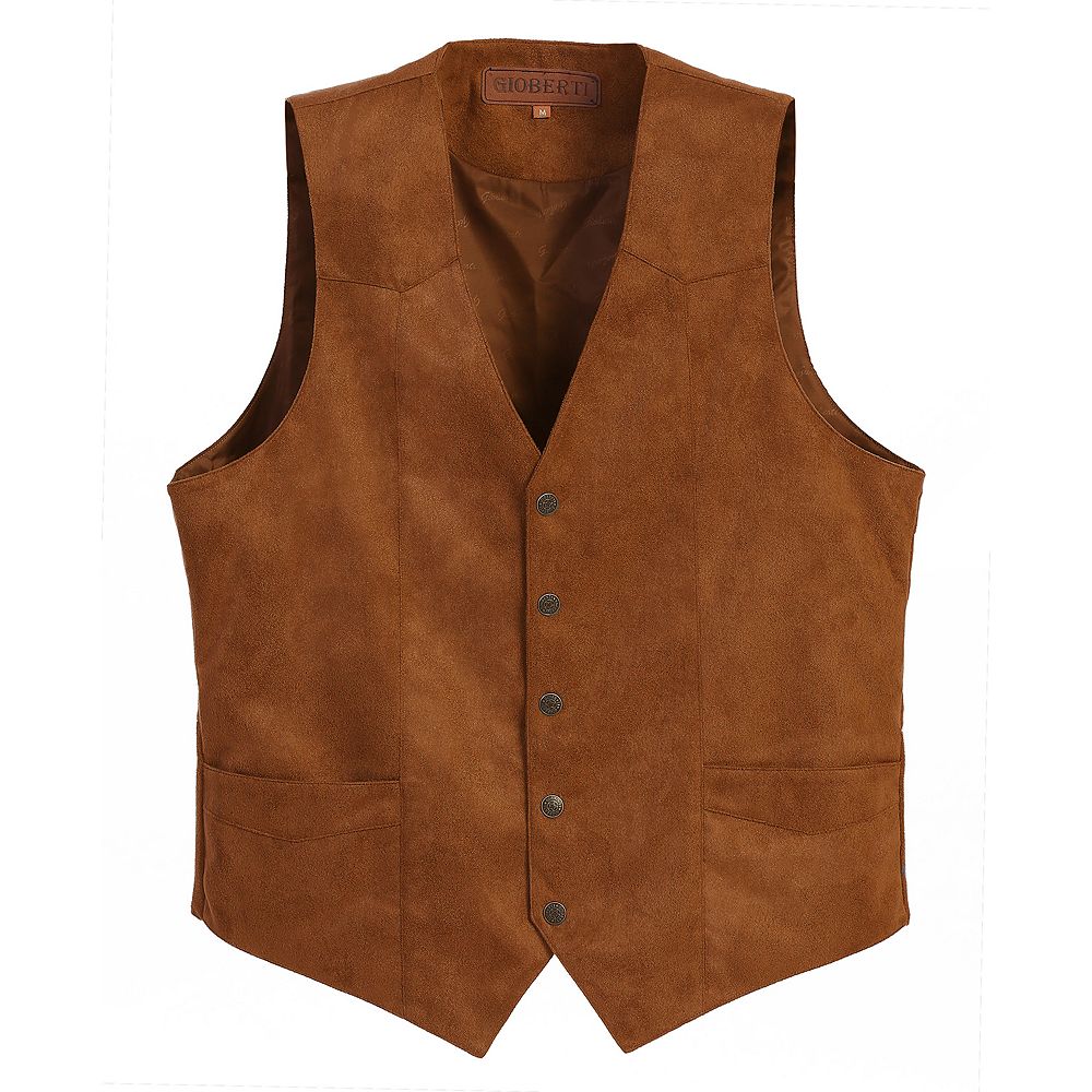 Metal Button Suede Effect Vest