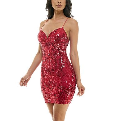 Juniors' B. Smart Sequins Bodycon Dress with Bungee Straps