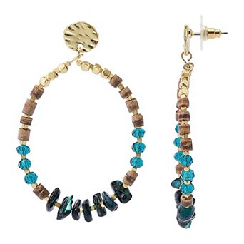 Sonoma Goods For Life® Gold Tone Blue Beaded Teardrop Earrings