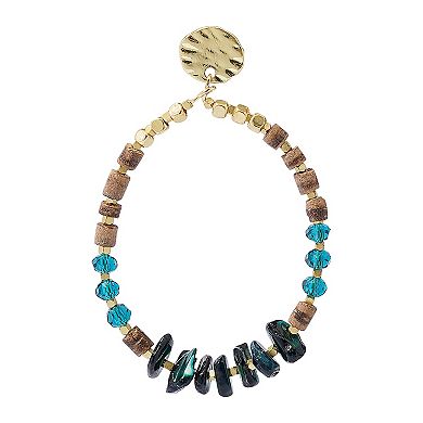 Sonoma Goods For Life® Gold Tone Blue Beaded Teardrop Earrings