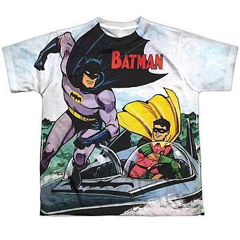 Batman Batboat Short Sleeve Youth Poly Crew T-shirt