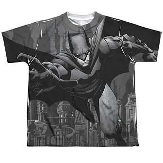 Batman Grey Race Short Sleeve Youth Poly Crew T-shirt