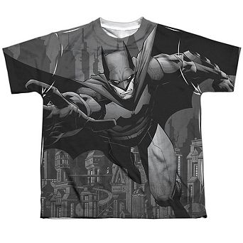 Batman Grey Race Short Sleeve Youth Poly Crew T-shirt