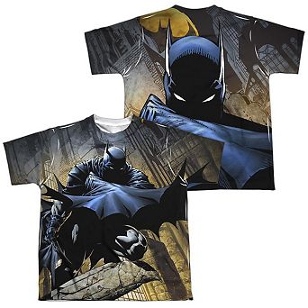 Batman In Shadow Short Sleeve Youth Poly Crew T-shirt