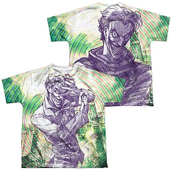 Batman Mad Mad Swirl Short Sleeve Youth Poly Crew T-shirt