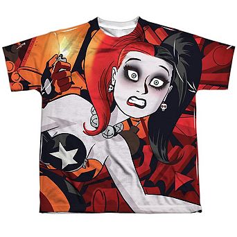 Batman Harley Cooke Cover Short Sleeve Youth Poly Crew T-shirt