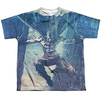 Batman Skyscrapers Short Sleeve Youth Poly Crew T-shirt