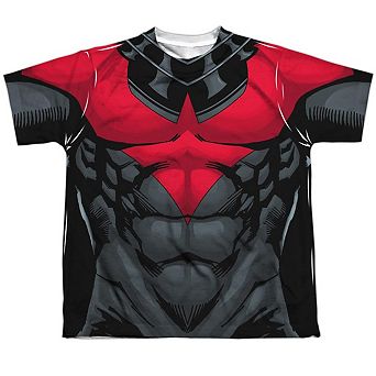 Batman Nightwing Red Uniform Short Sleeve Youth Poly Crew T-shirt