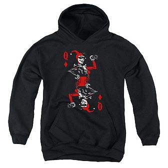 Batman Quinn Of Diamonds Youth Pull Over Hoodie