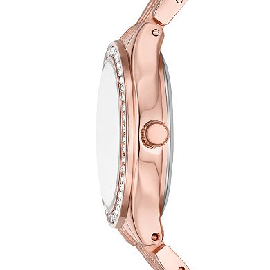Folio Women's Rose Gold Tone Watch, Bracelet & Heart Necklace Set