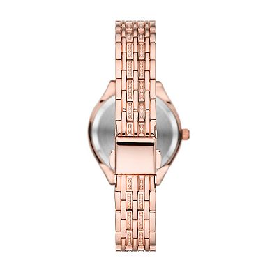Folio Women's Rose Gold Tone Watch, Bracelet & Heart Necklace Set