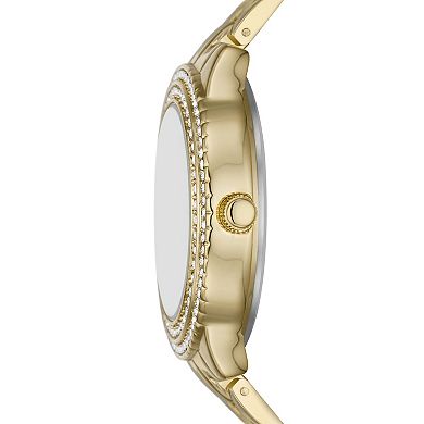 Folio Women's Gold Tone Watch, Bracelet & Necklace Set
