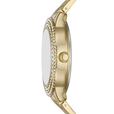 Folio Women's Gold Tone Watch, Bracelet & Necklace Set